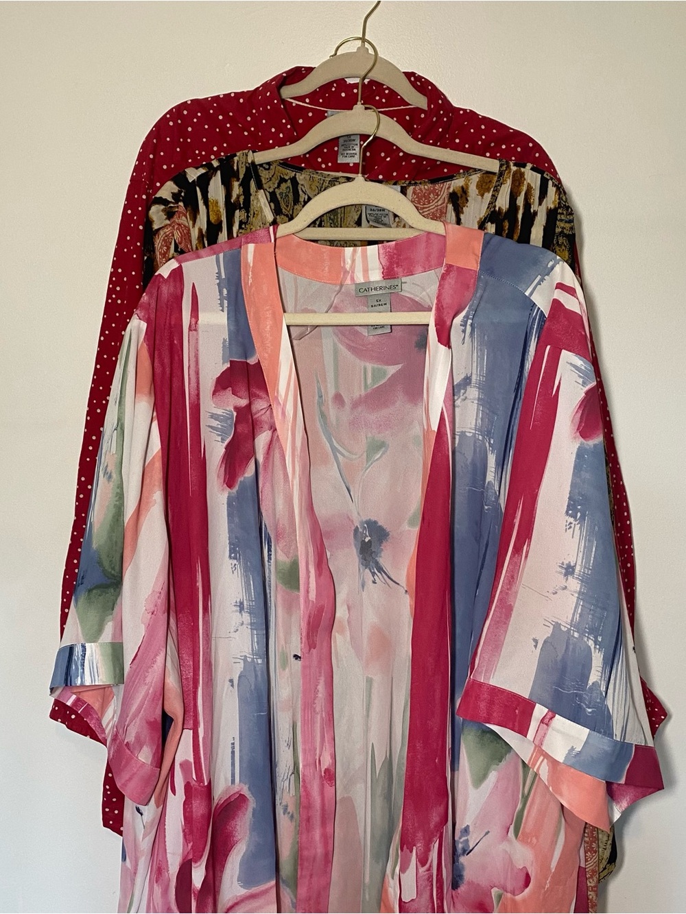 Catherine's Women’s 5x Blouses Tops 3/4 Sleeve Stretch V-Neck Floral Cardigan